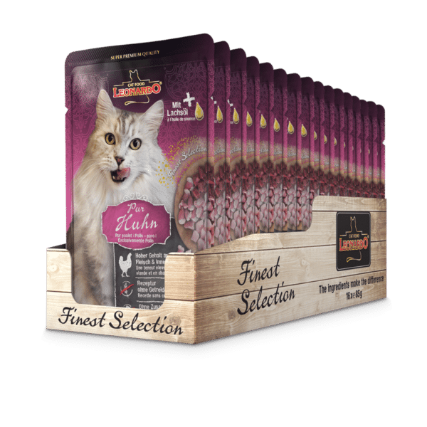 Leonardo Adult Nassfutter Huhn 16x85g für Katzen - mit hochwertigem Hühnerfleisch, ideal für gesunde und natürliche Ernährung. Jetzt bei barf-versand.ch erhältlich.