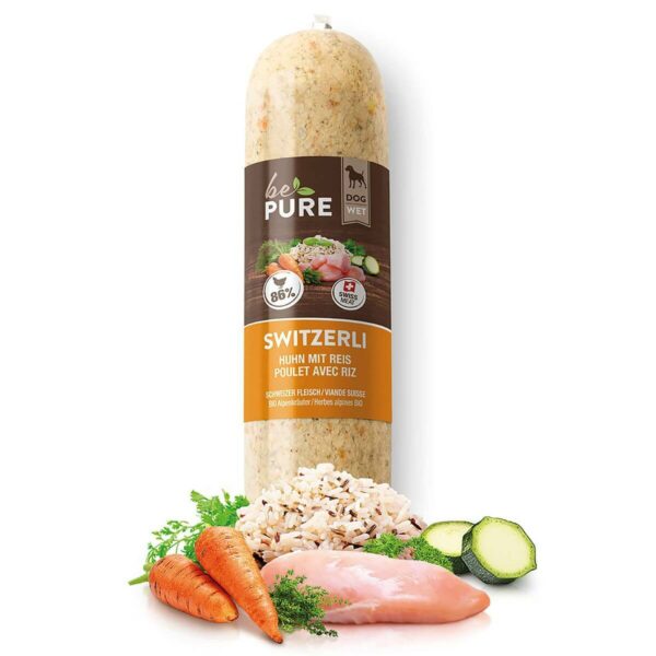 BePure Switzerli Huhn Reis 400g für Hunde - mit hochwertigem Huhn und Reis, ideal für gesunde und natürliche Ernährung. Jetzt bei barf-versand.ch erhältlich.